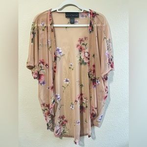 Sheer Floral Print Kimono